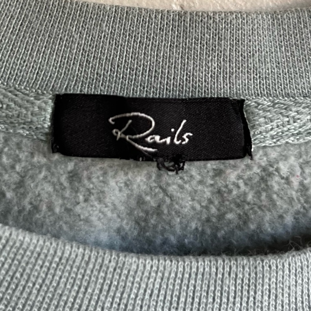 Rails Hilda Light Seafoam Blue Green Gathered Sleeve Cropped Sweatshirt Sz XS - Picture 8 of 10